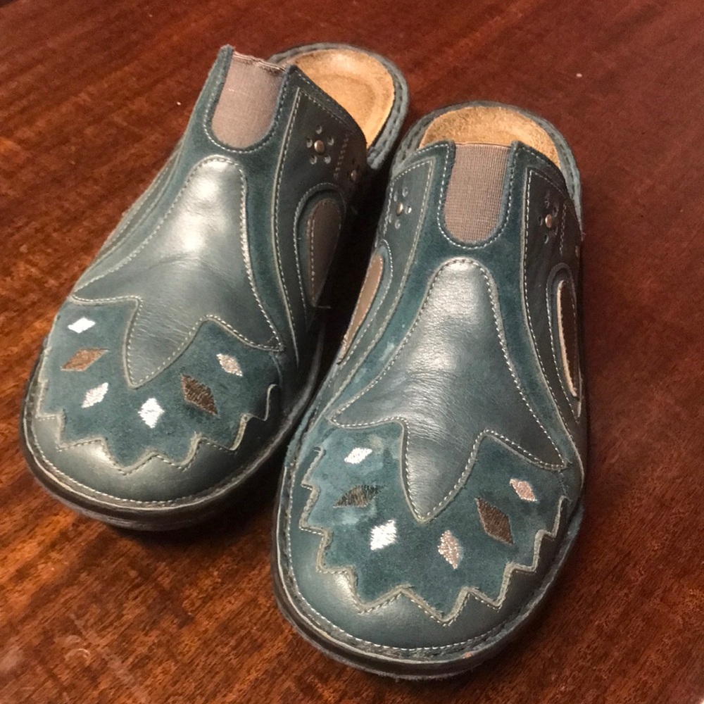 Naot Teal Leather Slip-On Footwear
